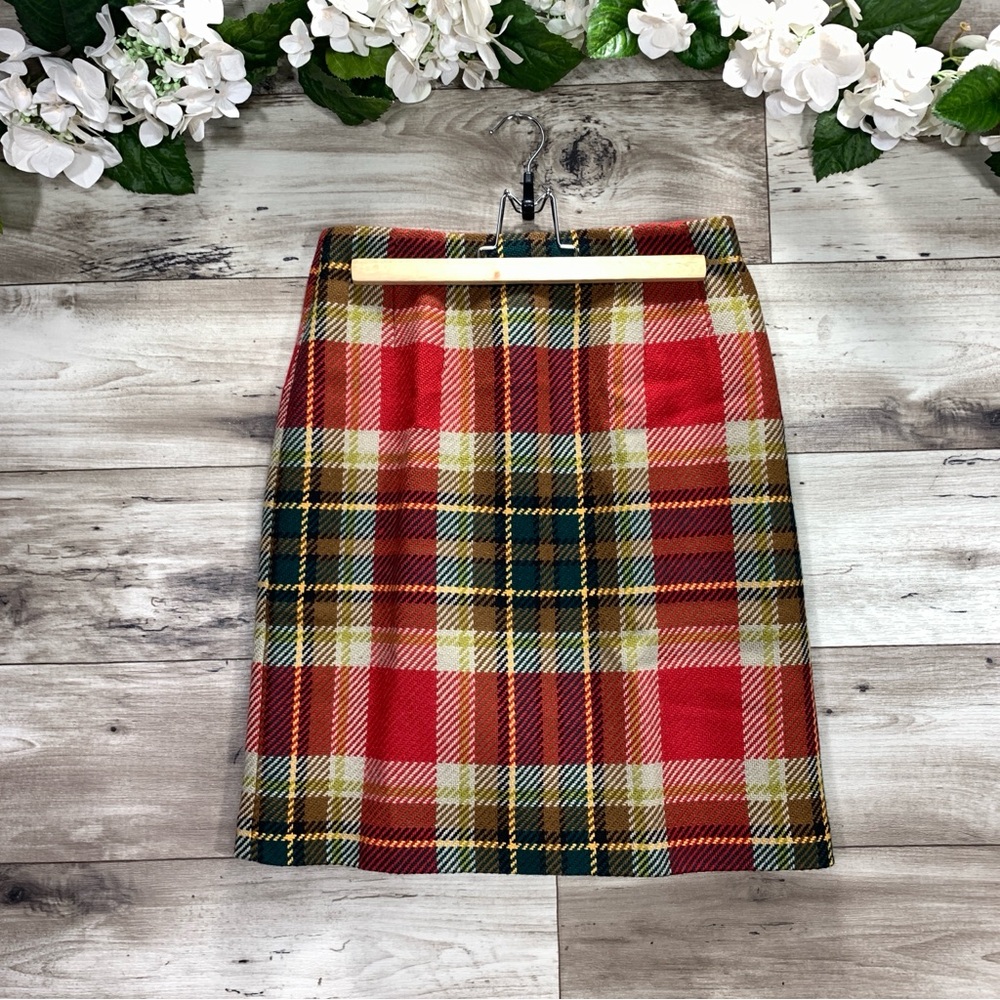 Vintage 90's wool plaid pencil skirt women’s size 6P preppy goth grunge academia